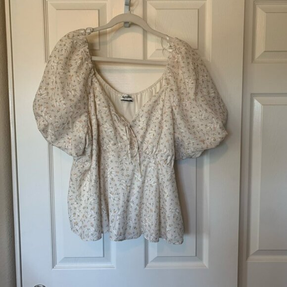 ARULA Floral Women's Puff Sleeve Cropped Cottagecore Blouse | NWT 2X - Picture 1 of 6
